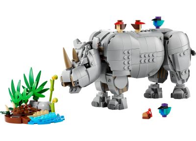 Wild Animals: Majestic Rhino with Birds