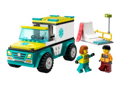 Emergency Ambulance and Snowboarder